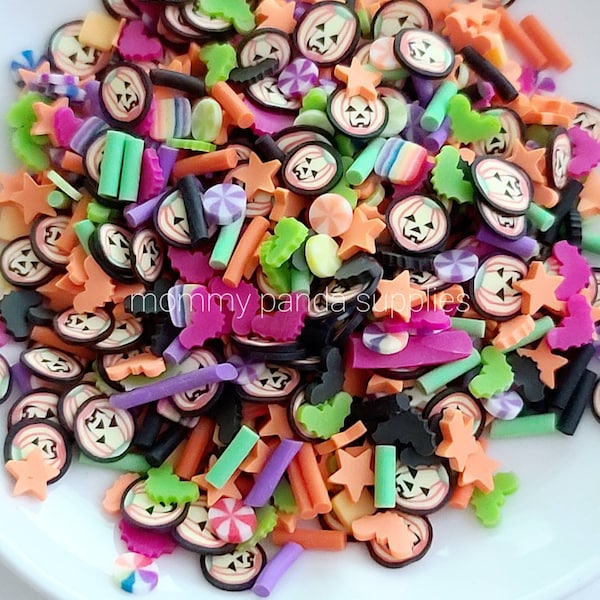 Trick or Treat Sprinkle Star Mix Pumpkin Bats Candy Spooky Halloween Polymère Argile Fimo Tranches Slime Sprinkles DIY Resin Nail Art HWSM36