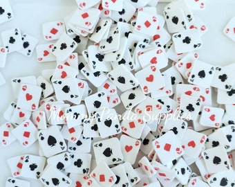 Dice Poker Playing Cards Ace Black Red Hearts Diamonds Clover Spade Polymer Clay Slices Sprinkles - small size