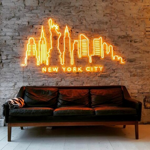 New York City Neon Sign Skyline LED Neon Sign NYC Neon Sign Etsy