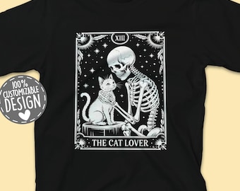 The Cat Lover Tarot Card T-Shirt: Skeleton Feline Graphic Tee