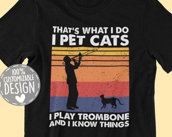 Trombone Cat Lover T-Shirt: Trombonist Gift