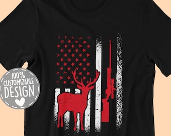 Deer Hunter T-Shirt: American Flag Hunting Graphic Tee