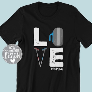 Love Curling T-Shirt | Curling Lover Gift, Curling Player Shirt, Winter Sport Shirt, Curler Shirt, Unisex