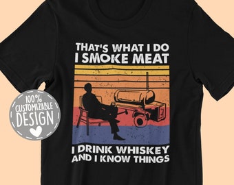 Meat Smoker Whiskey Drinker T-Shirt: BBQ Bourbon Party Shirt