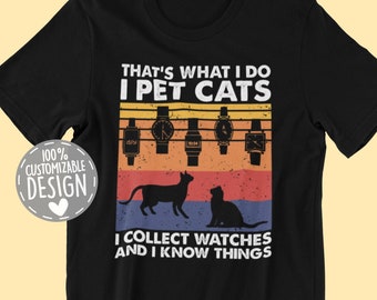 Cat Lover & Watch Collector T-Shirt | Horologist Gift, Unisex