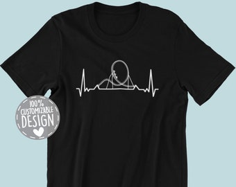 Roller Coaster Lover T-Shirt | Rollercoaster Heartbeat Shirt, Amusement Park Gift, Unisex