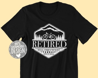 Full-Time Cyclist Since 2024 T-Shirt | Funny Retirement Gift for Cycling Grandparents And Parents, Bicycle Lover Gift, Unisex