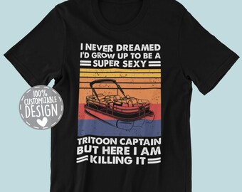 Vintage Tritoon Captain T-Shirt | Tritooning Shirt, Pontoon and Drinking Shirt, Tritoon Boating Gift, Unisex