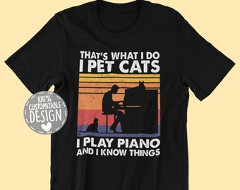 Camiseta de amante de los gatos y pianista: regalo divertido para músicos