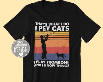 Trombone & Cat Lover T-Shirt | Musical Tee for Trombonists Who Adore Felines, Fun Cat Owner Gift, Unisex