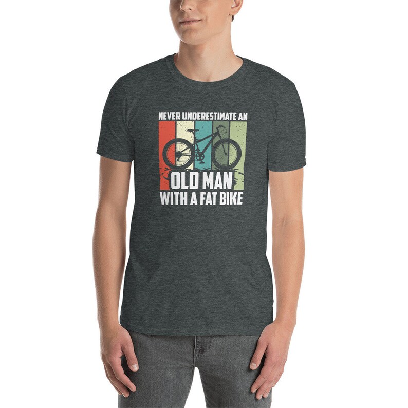 Fat Bike T-Shirt | Funny Grandpa Cycling Gift Dark Heather