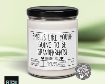 Personalized Pregnancy Reveal Soy Candle | Grandparent Announcement Gift