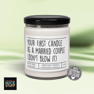 Wedding Gift Candle | Your First Candle As A Married Couple (Don’t Blow It), Funny Newlywed Gift, Bride and Groom Present, Just Married