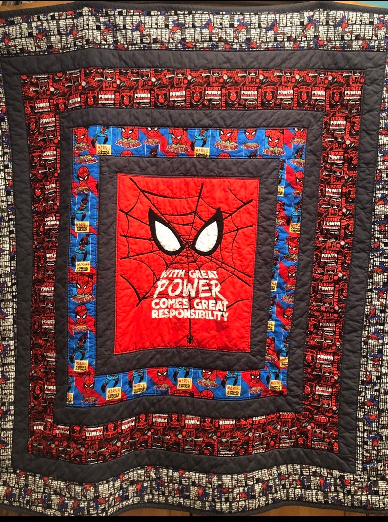 Spiderman Fabric Panel Marvel Comics Avengers Quilt Etsy