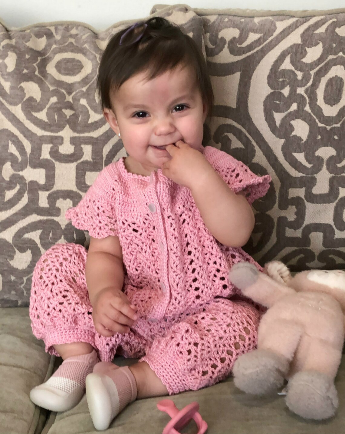 Baby Girl Romper/jumpsuit Crochet Pattern 912 Months Etsy