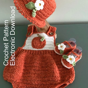 Pumpkin Bubble Romper Outfit for Fall or Anytime Crochet Pattern for Baby Girl or Baby Boy