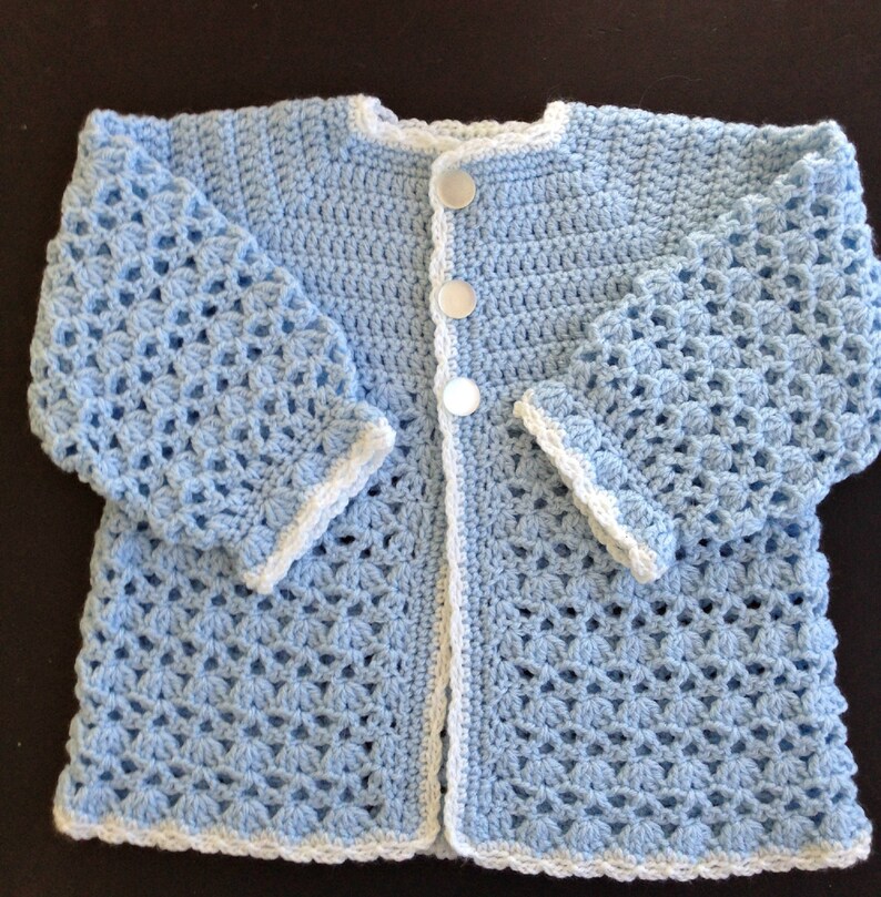 Baby Boy Crocheted Sweater Jacket 912 Months Etsy