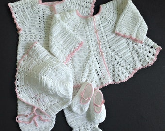 Crochet Newborn Outfit Pattern: Jacket, Romper, Bonnet, Shoes (PDF Pattern)