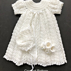 Newborn Baby Girl Coming Home/Baptism or Christening Outfit Crochet Pattern with Dress, Bonnet, Shoes, Slip Pattern Printable