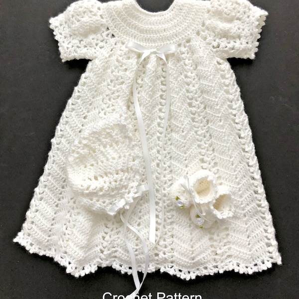 Baby Mädchen nach Hause kommen / Taufe Outfit Häkelanleitung