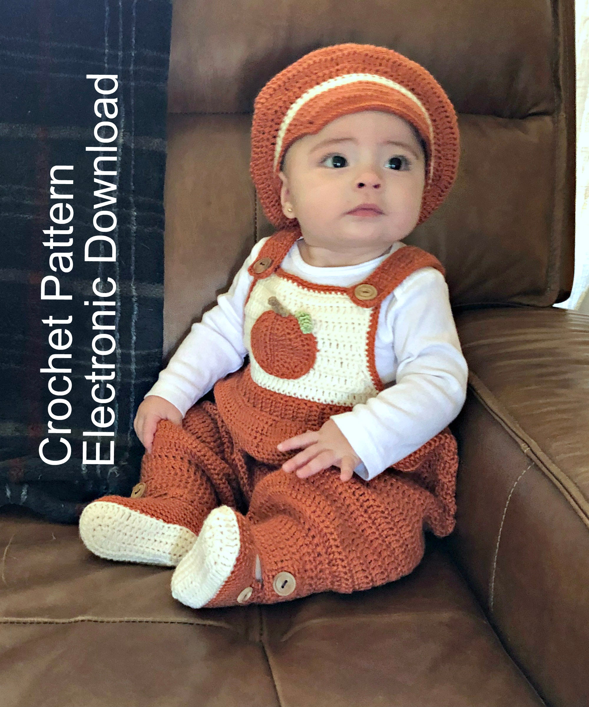 Crochet Baby Outfit Pattern: Bubble Overalls, Jacket, Cap