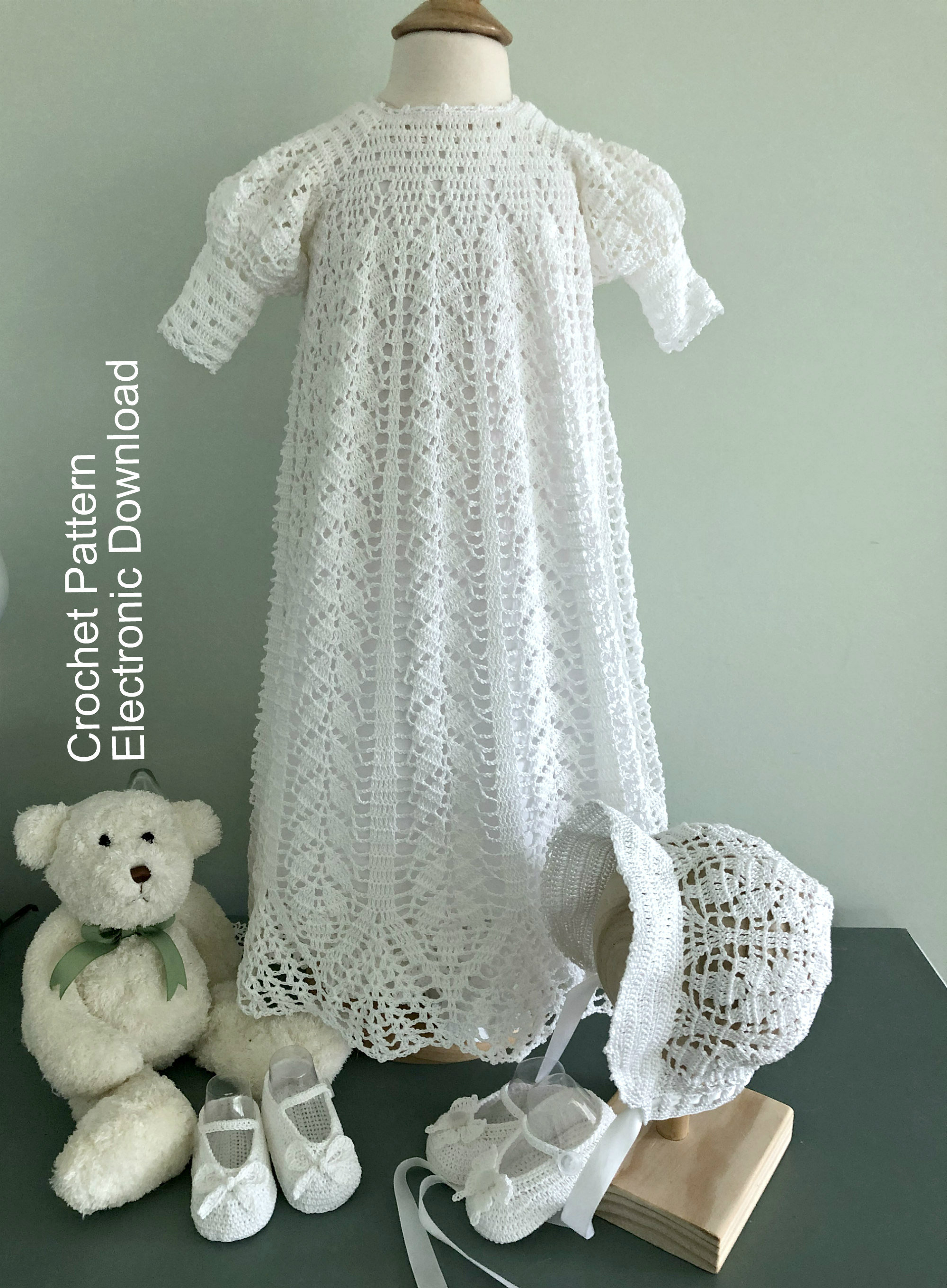 Victorian Style Christening Outfit Crochet Pattern With Gown