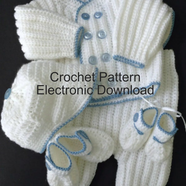 Baby Boy Coming Home/Baptism Outfit Crochet Pattern  Newborn-3 Months