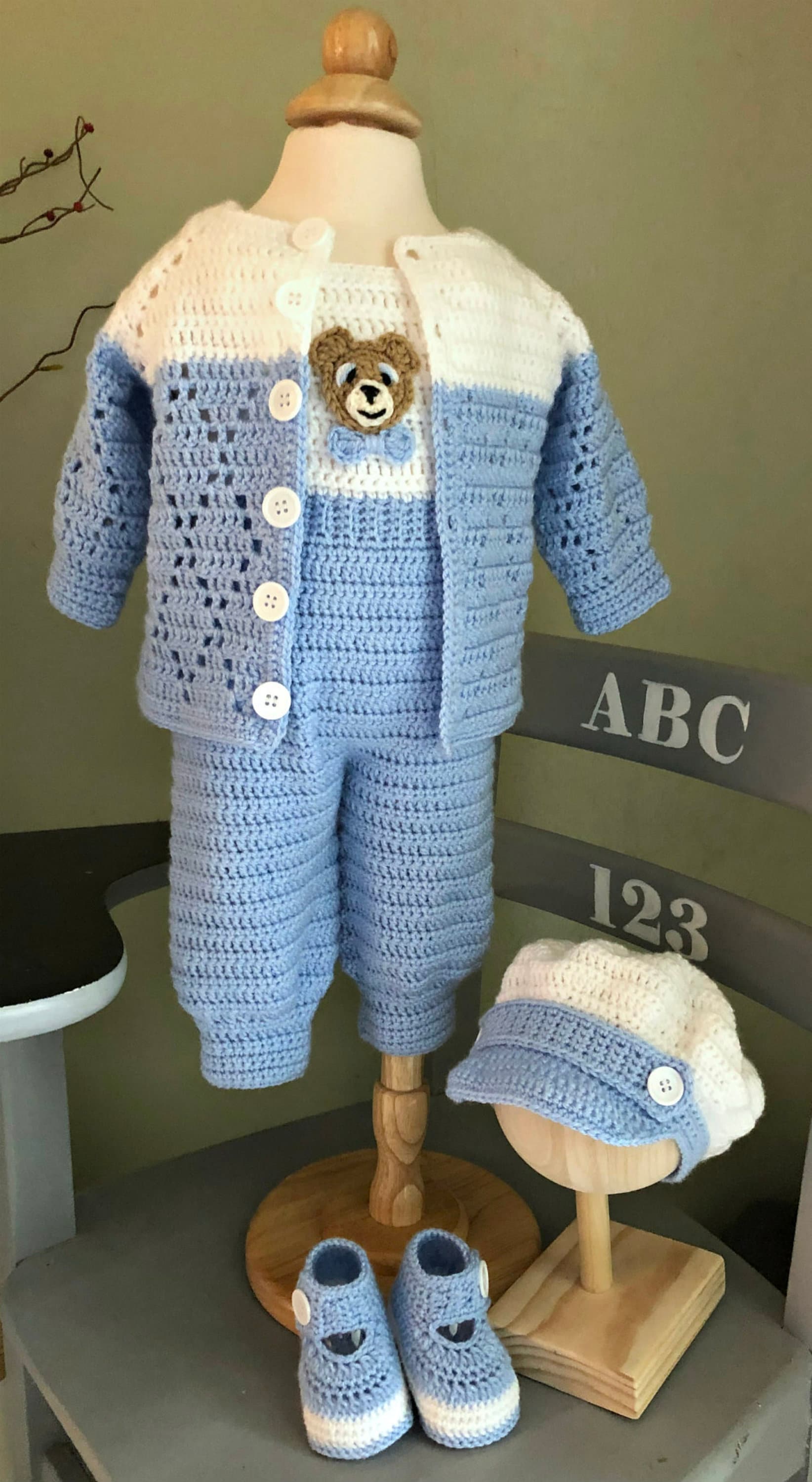 Boy Christening or Everyday Outfit Crochet Pattern 46 Months Etsy