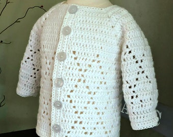 Baby Boy Christening Sweater Jacket 4-6 Months Crochet