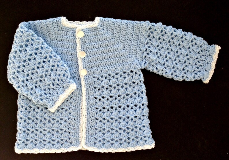 Baby Boy Crocheted Sweater Jacket 912 Months Etsy