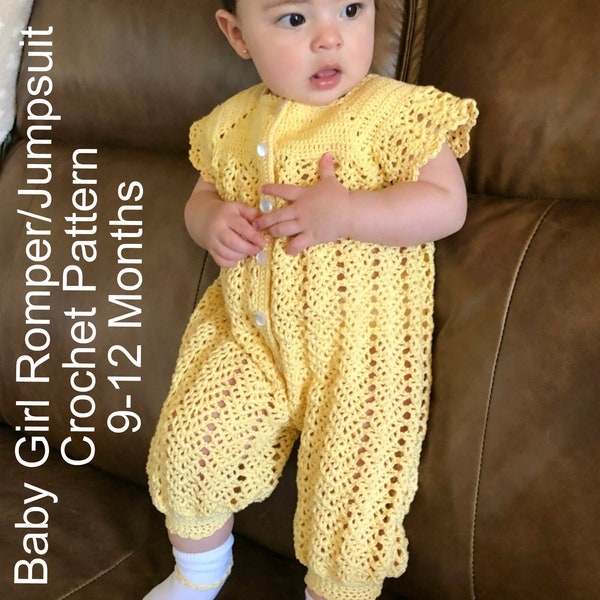 Baby Girl Romper/Jumpsuit Crochet Pattern 9-12 Months