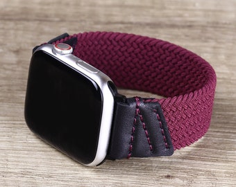 STRETCHY SOLO LOOP Band compatible with Samsung Huawei Suunto Polar Fitbit Amazfit Apple Pixel Braided Elastic & Leather xl xxl Strap