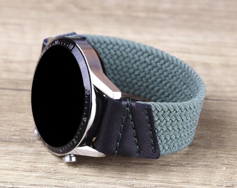 BRAIDED SOLO LOOP Band compatible with Samsung Huawei Suunto Polar Fitbit Amazfit Apple Pixel Elastic & Leather xl xxl Stretchy Strap