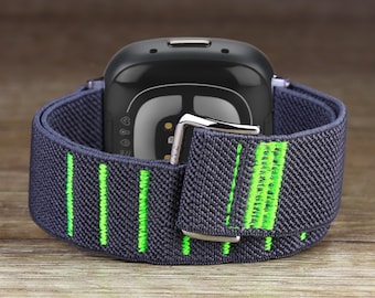 Scrunchie compatibel met Fitbit Versa-bandjes, elastische sportbandjes, verstelbare haak- en sleufband voor Fitbit Versa 4, 3, 2, Sense 1, 2