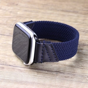 Correa elástica tipo bucle para Apple Watch 9, 8, 7 (38 mm, 40 mm, 41 mm, 42 mm, 44 mm, 45 mm y 49 mm), correa deportiva trenzada y de piel.