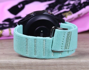 FITNESS WATCH BAND compatible with Garmin venu 2s 3s sq vivoactive 5 fenix 5s 6s Forerunner 245 255 Turquoise Pistachio Elastic Loop Strap