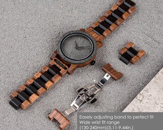 Relógio Madeira Masculino Personalizado - Pulseira Couro 4.5cm | Presente Para Pai E Marido