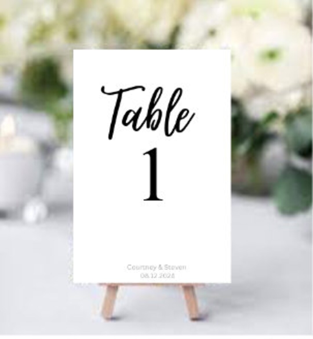 Editable Table Numbers 5x7 for Wedding, Birthdays, Bridal Party ...