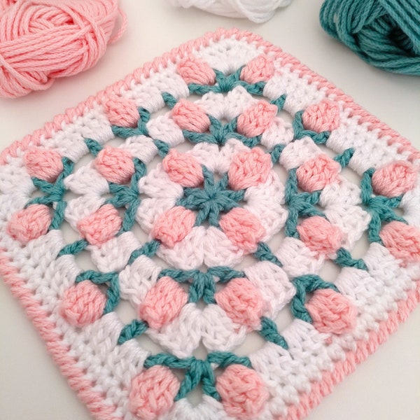 Rose Garden Grandma Square PDF Crochet Pattern