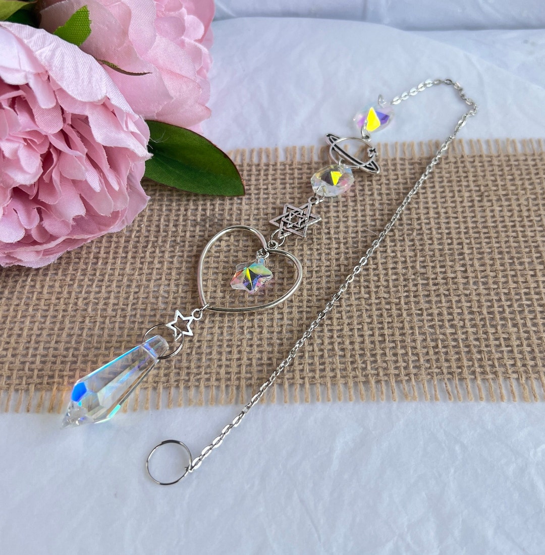 Reduced Aura Plated & Silver Toned Heart, Pentagram, Suncatcher