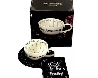 Fortune Telling or Tasseography Ceramic Teacup & Saucer (Cup 7x15cm ~ Saucer 18x2cm) Comes in Box