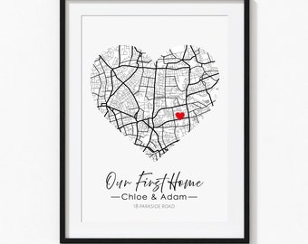Personalised Housewarming Gift • New Home Print • Map Print • First Home Gift for Couple • Our First Home • New Home Gift • First Home Gift