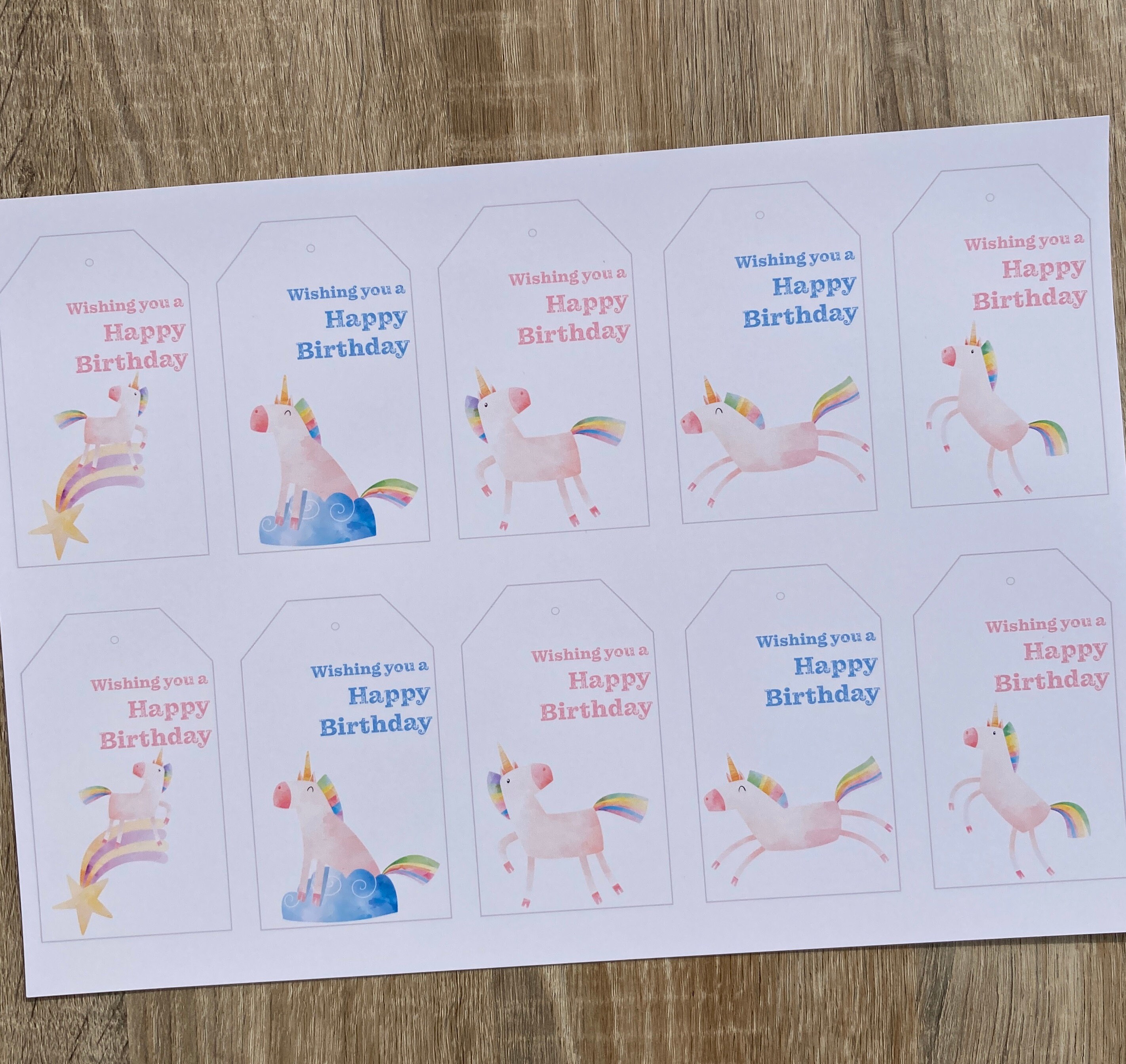birthday gift tags printable unicorn present labels instant etsy