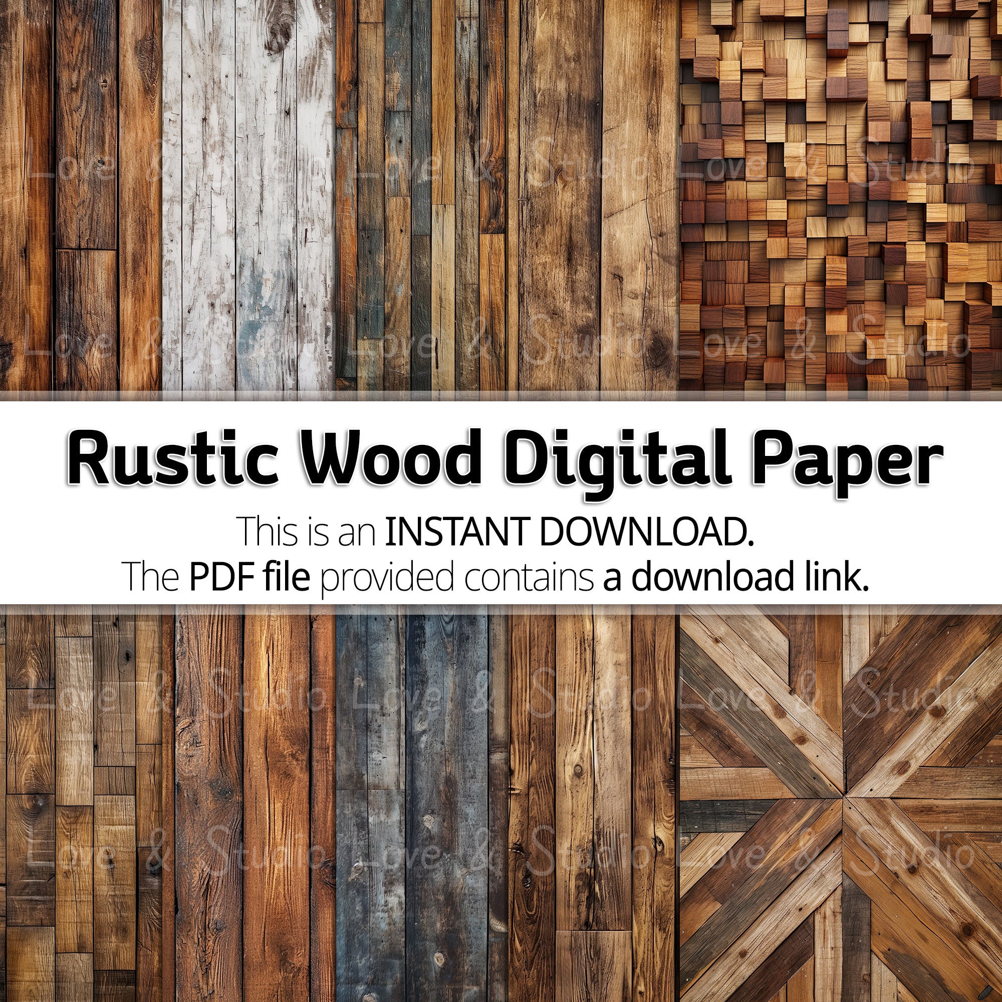 50 Rustic Wood Panel Digital Paper Packages, Real Wood Texture, Old ...