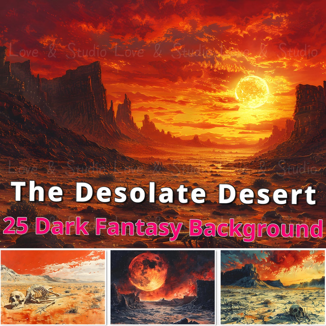 25 the Desolate Desert Digital Paper, Printable Dark Fantasy Background ...