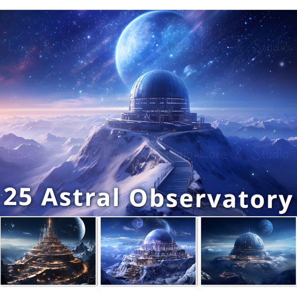 25 Astral Observatory Digital Paper, Amazing Fantasy Moonlight Background. Making a Card, Journal, Wallpaper, and Book Cover. Commercial Use