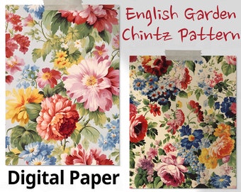 50 English Garden Chintz Seamless Pattern, Vintage Tiny Flowers, foliage Digital Paper. Craft supply, Scrapbooking, Journaling, Card Making.