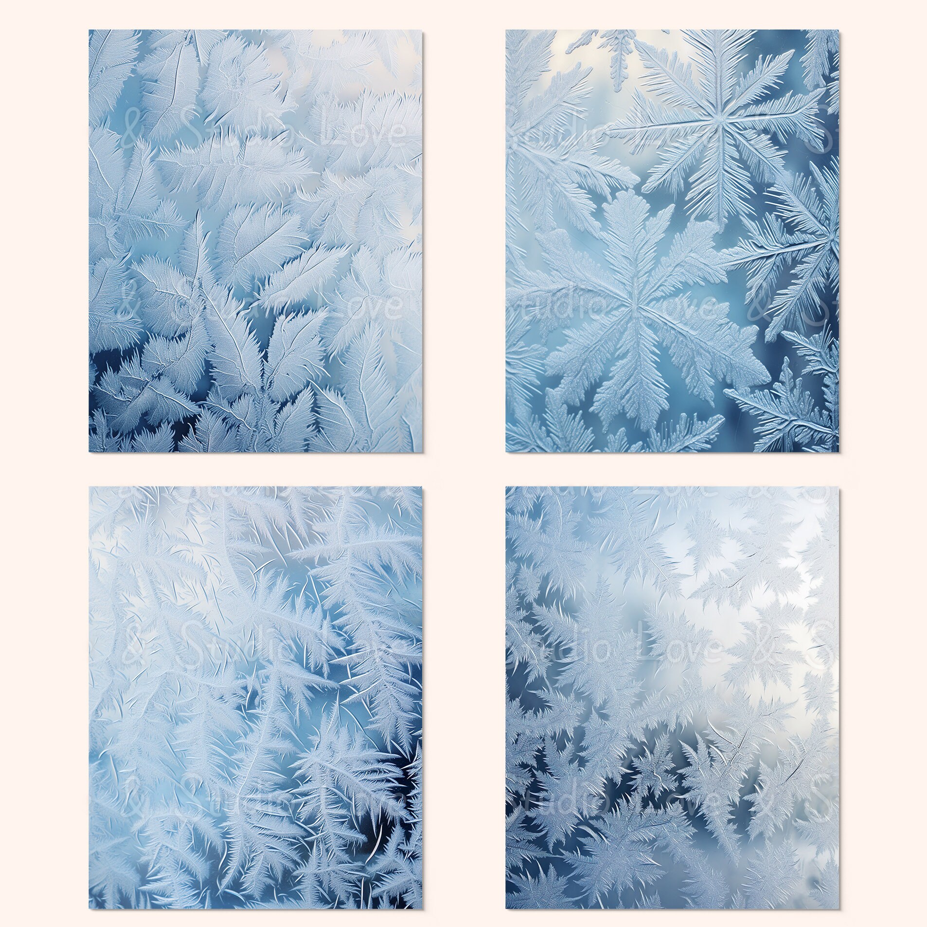 Window Paper Snow 25 Frosted Windows Digital Paper Ice Crystal Snowflake - Etsy