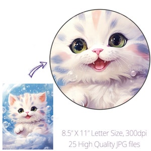 25 Cute Kitten in the Snowfall Clipart, Adorable Feline Artwork, Cat ...
