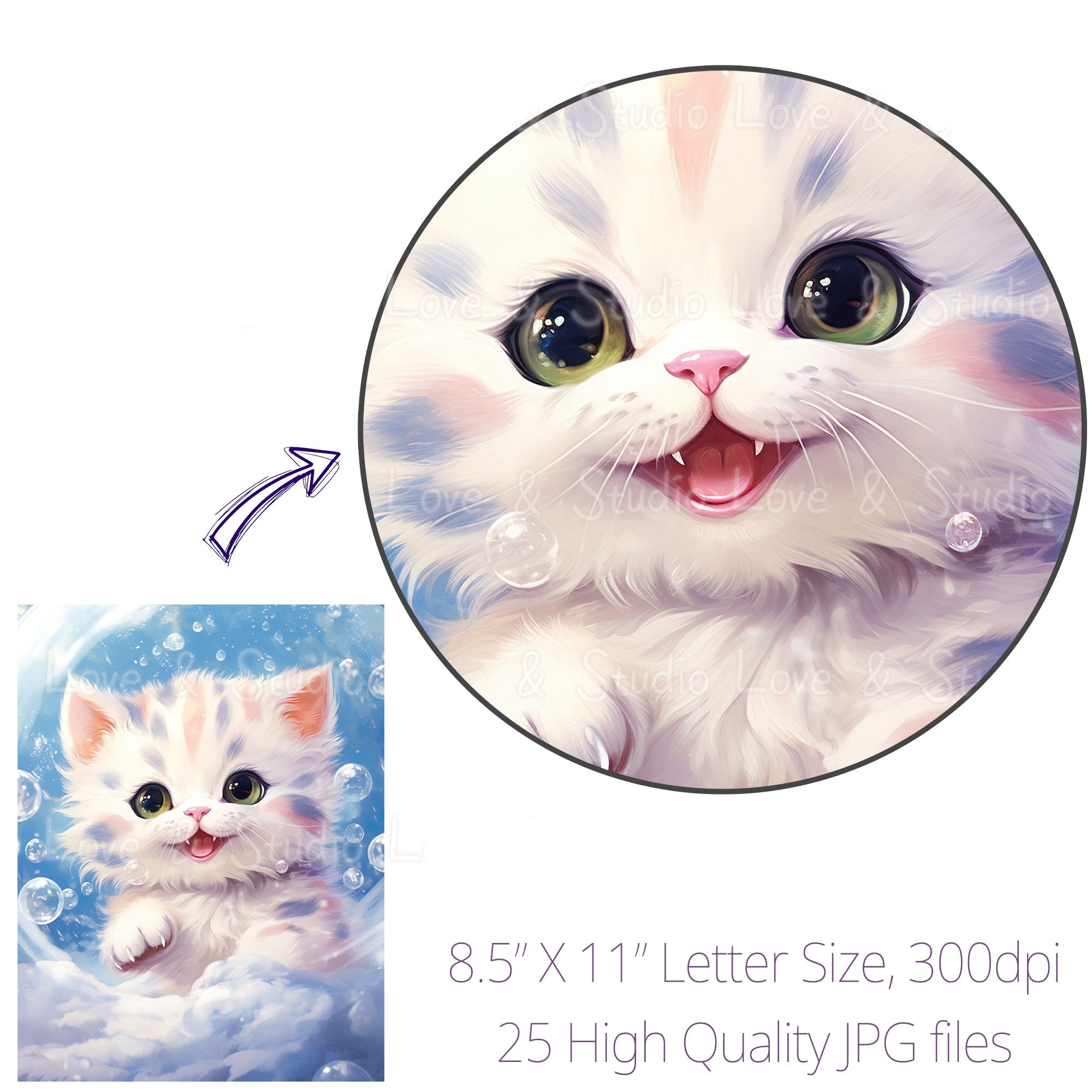 25 Cute Kitten in the Snowfall Clipart, Adorable Feline Artwork, Cat ...